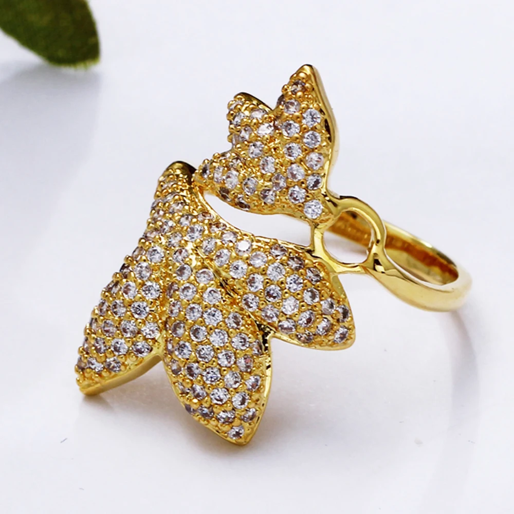 Ecellent Amaizing Ring Beautiful Maple Leaf Jewelry Very Fast Shipping Ttrendy Jewellery Wonderful Crystal Lovely Rings