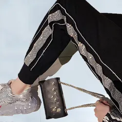Pantalones informales de cintura alta para mujer, pantalón holgado de trabajo pesado europeo, cintura elástica, color negro, 2022