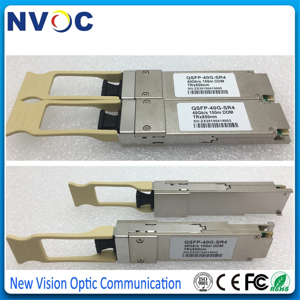 2Pcs 40GBASE-SR4 QSFP+ 850nm 100M 300M MTP/MPO Transceiver,40G Base SR4 MMF 150m Connector Fiber Module