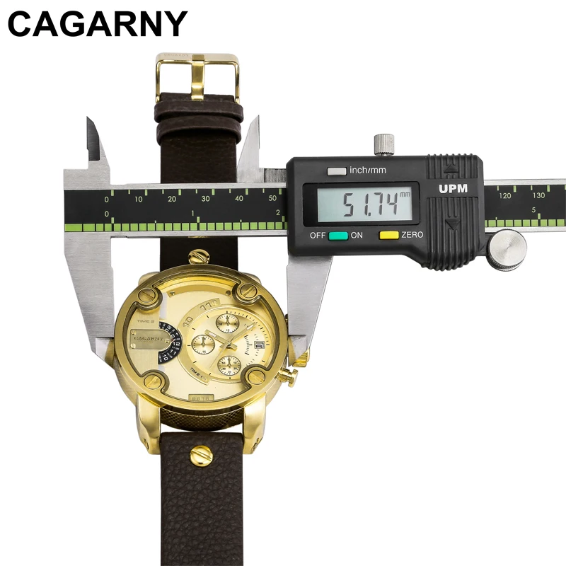 Cagarny Quartz-Watch Men Casual Men\'s Quartz Watches Golden Sport Russian Army Military Watch Man Dual Time Zone Display Clock