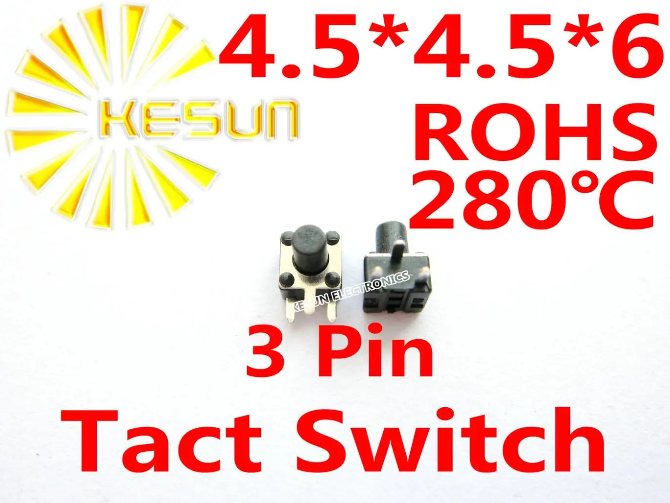 

1000PCS SMT 4.5X4.5X6MM 3 Pin Tactile Tact Push Button Micro Switch Momentary ROHS