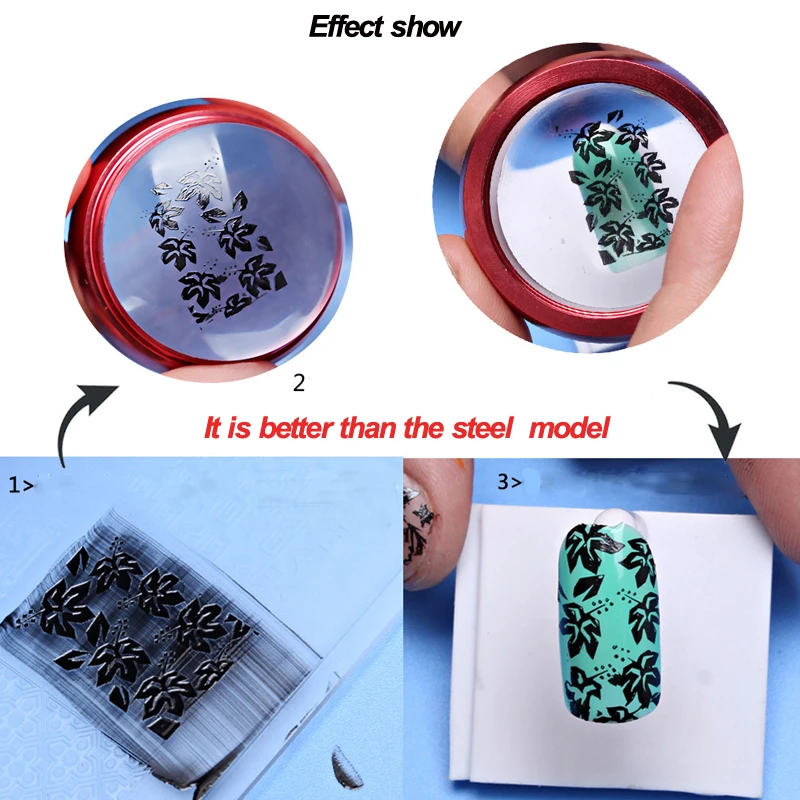 Stempeln Nail Art Platten Maniküre mit klaren Gelee Stempel Nägel Stempel Schablone Vorlage DIY Druck Gel politur Nagel Zubehör