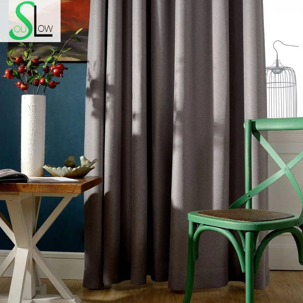 Physical Shading Black Silk Linen Curtain Blackout French Window Solid Curtains For Living Room Bedroom Modern Rideaux Cortina