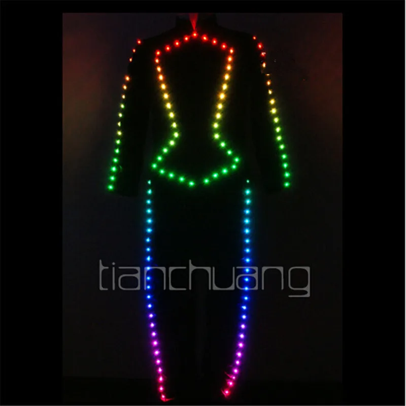 TC-13 Full color LED colorful lighting robot costumes party disco wear ballroom dancing luminous light clothes program suit