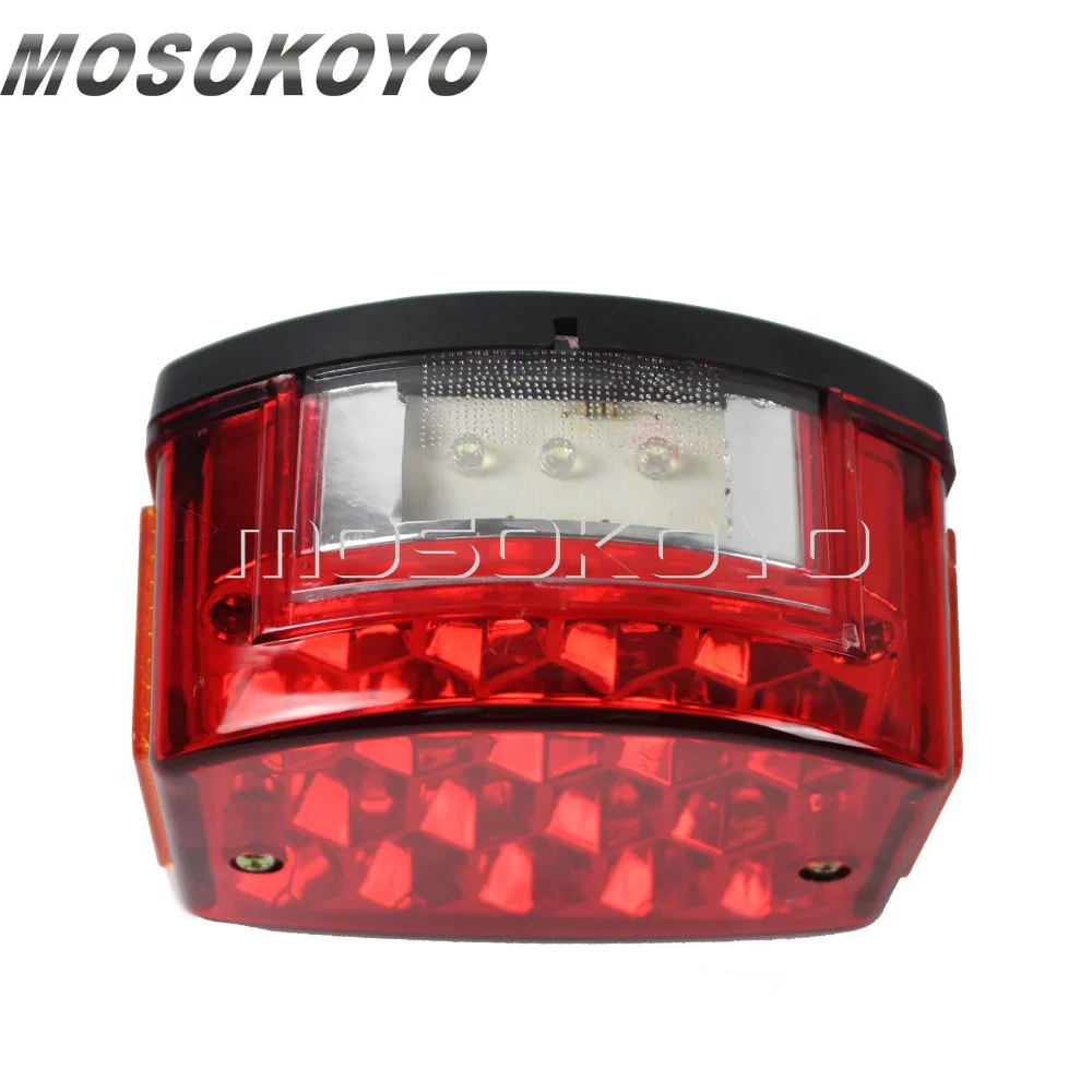 Red Motorcycle Taillights LED License Plate Light Rear Tail Brake Stop Lamp W/ Reflector for Minsk 125 cc 125CC Carpathians 50cc