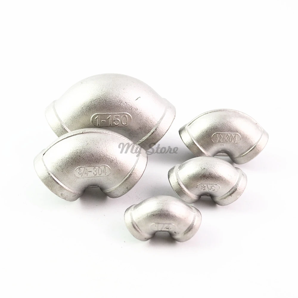 Stainless Steel 304 Threaded 90 Degree casting Elbow Fitting DN6 DN8 DN15  1/4'' 1/2''