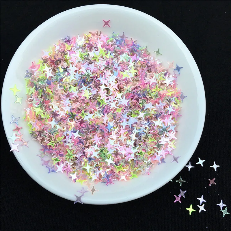 2400Pcs(10g) Size 4mm 4 Horns Star Shape PVC Loose Sequins Paillettes for Nails Art,wedding decoration confetti,Star Nail Sequin