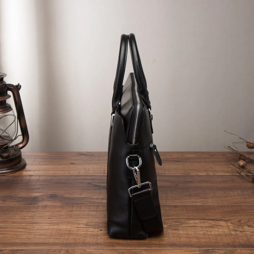 Maletín de negocios de cuero genuino para hombre, maletín de 15 \