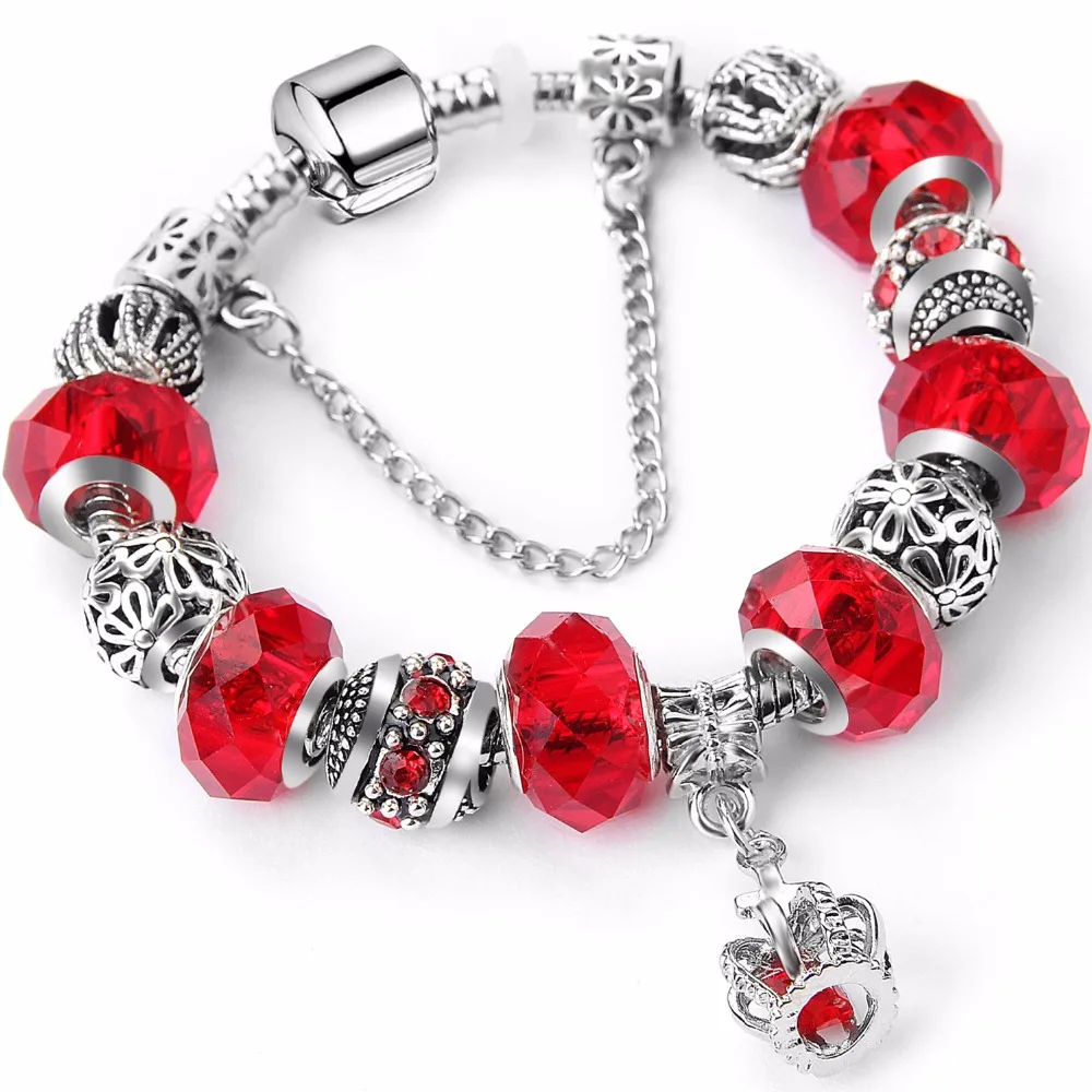 Plated Charm Bracelets for women with a beautiful Murano Beads Pa Original bracelet for women jewelry gift