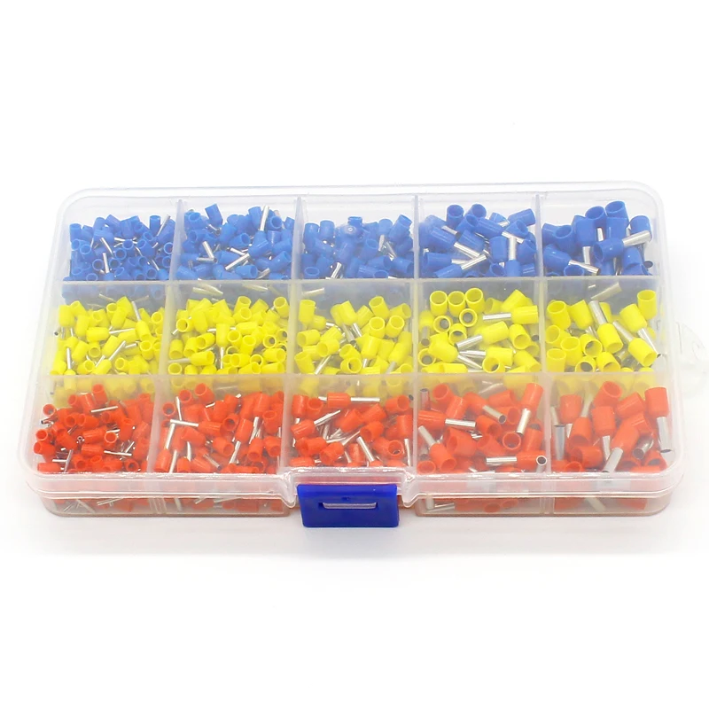 1000pcs/lot Bootlace cooper Ferrules kit set Wire Copper Crimp Connector Insulated Cord Pin End Terminal