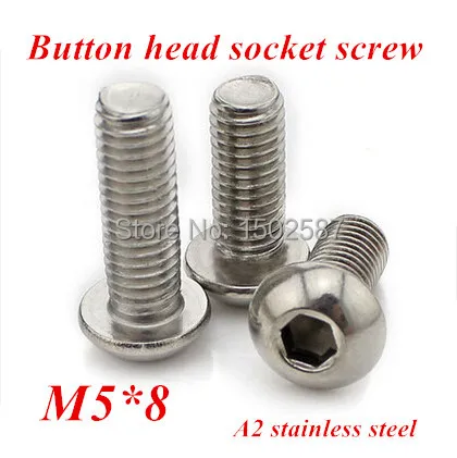 100pcs/lot M5*8 Bolt A2-70 ISO7380 Button Head Socket Screw/Bolt SUS304 Stainless Steel M5X8mm