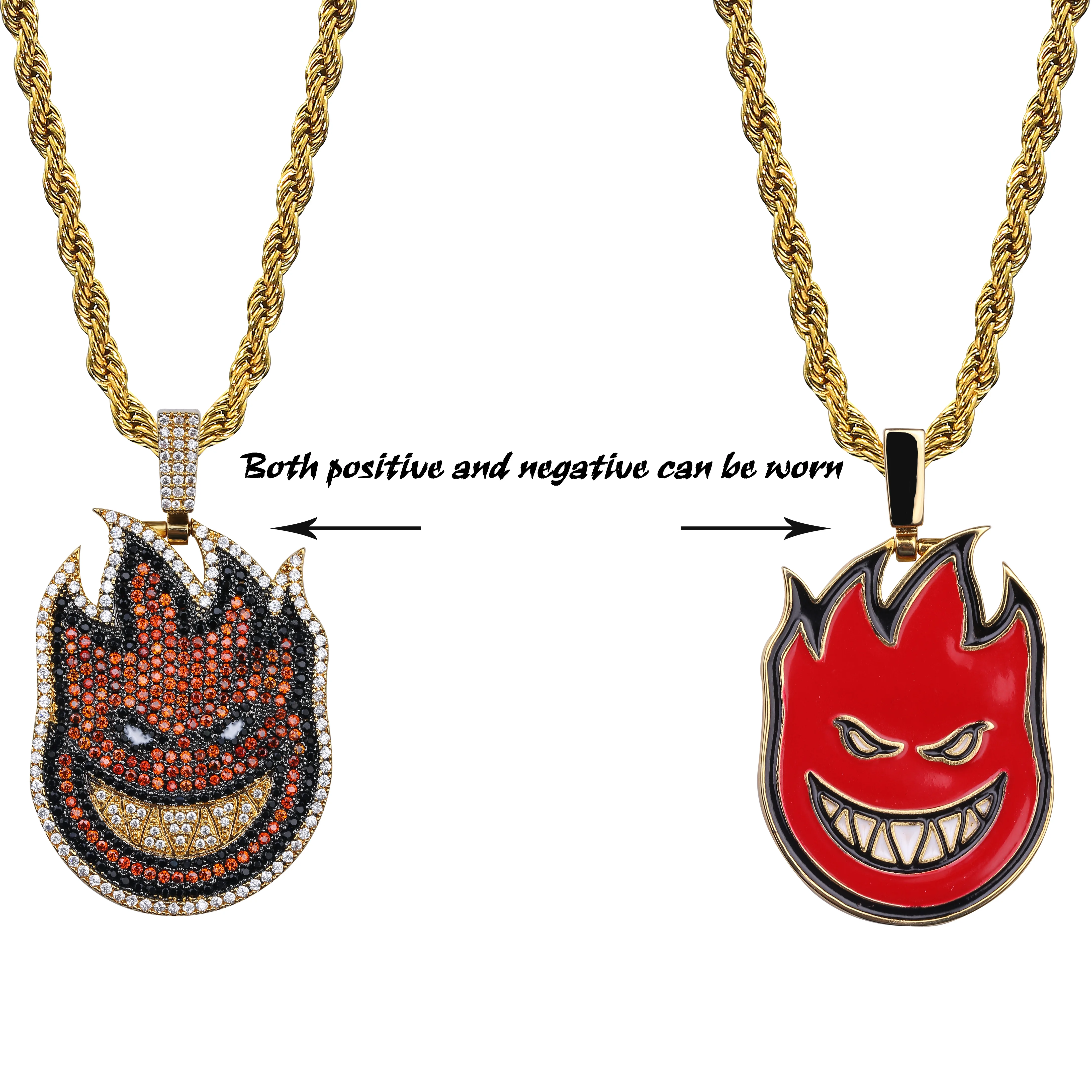 TOPGRILLZ Spitfire Pendant Necklace Iced Out Chain Gold Color With Tennis Chain With Cubic Zircon Men\'s Hip hop Rock Jewelry