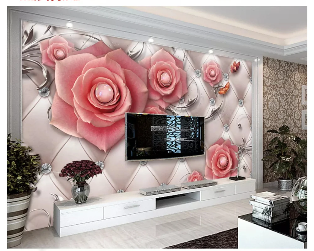Beibehang جو كلاسيكي حديث مجوهرات رائعة زهرة حزمة لينة تلفزيون غرفة نوم غرفة المعيشة ورق الحائط ديكور المنزل tapety #3