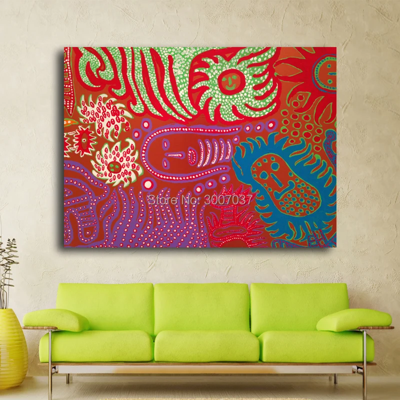 Cuadros Decoracion Free Shipping Yayoi Kusama Frameless Handmade Oil Paintings Modern gifts color Abstract face Wall Art Bedroom