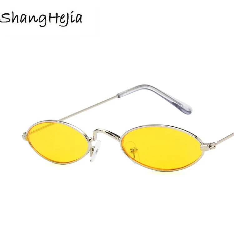 clearance sale small oval sunglasses for men male retro metal frame yellow red vintage small round sun glasses for women