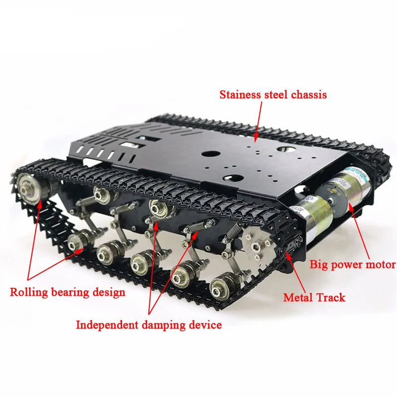 

Амортизатор из нержавеющей стали для грузовика, интеллектуальное Металлическое шасси робота с двумя двигателями 12 В постоянного тока для Arduino Rasberry Pi
