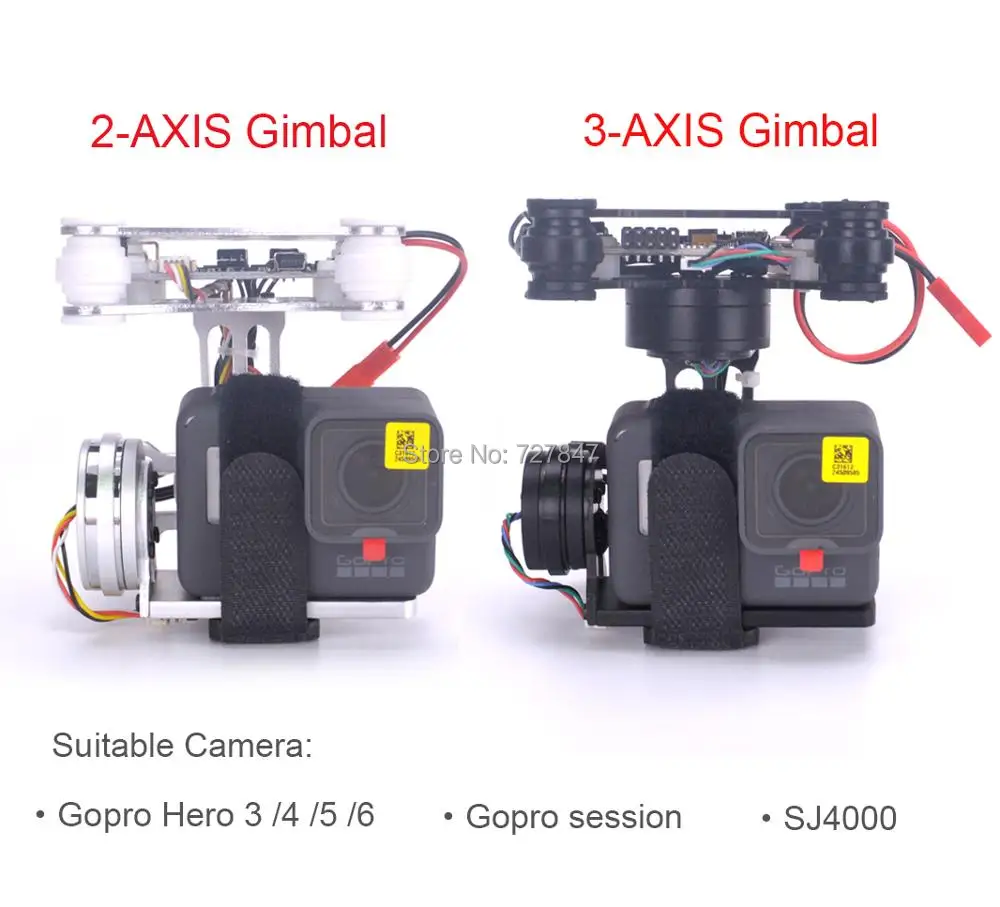 

RTF FPV 3-AXIS / Lightweight 2-AXIS Brushless Gimbal Board for Gopro3 4 Gopro Hero 5 6 Gopro session SJ4000 RC drones