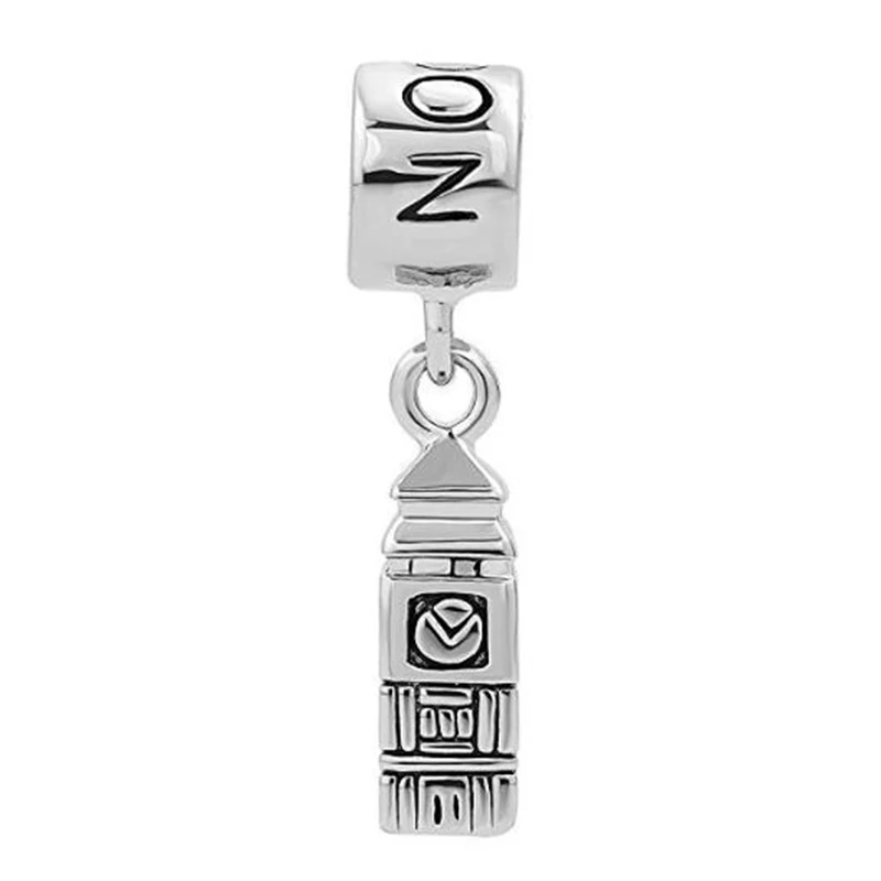 2022 New Fashion Jewelry London's Famous Clock Tower Building Amulet Pendant Charm Bead Fit Pandora Bracelet Free Shippin