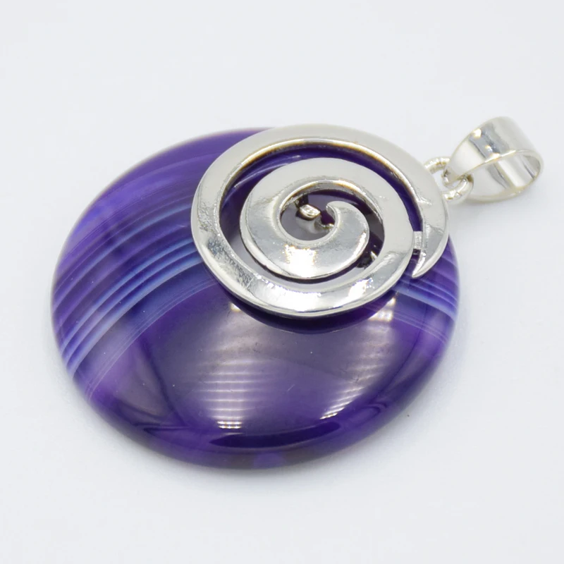 Natural Tiger Eye Stone Pendants for Necklaces Round Hollow Spiral Purple Pink Crystal Sodalite Aventurine Opal Reiki Jewelry