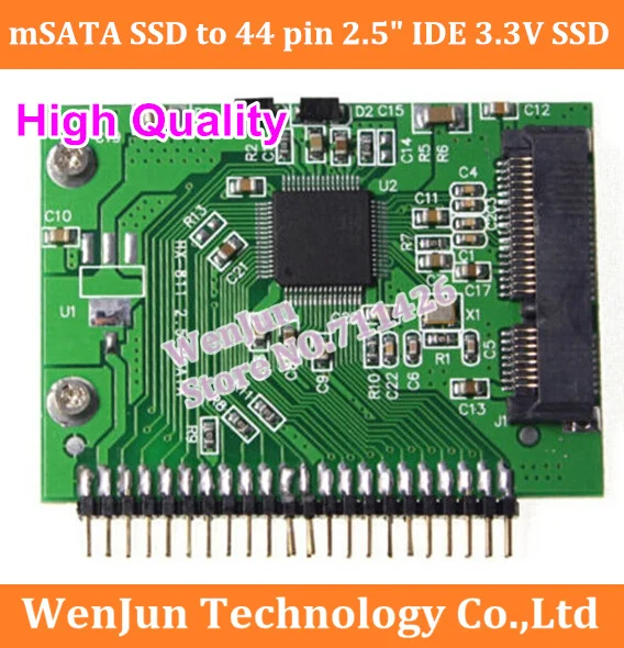 Free Shipping 3.3V mSATA to IDE card High Qualit Mini mSATA sata SSD to 44 pin 2.5