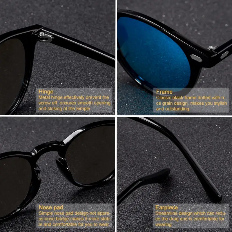 New Fashion Men Women Sunglasses Round TAC Lens TR90 Frame Brand Designer Driving Sun Glasses Oculos De Sol UV400