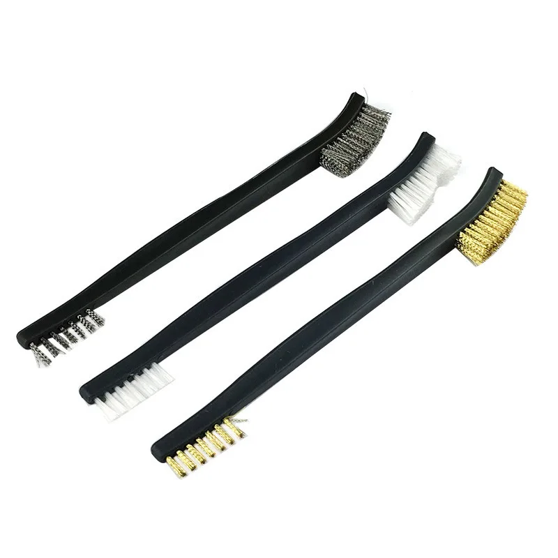 7 inch copper toothbrush Double-headed cleaning brush mini steek Wire/copper/nylon brush Polishing,Grinding clean tool