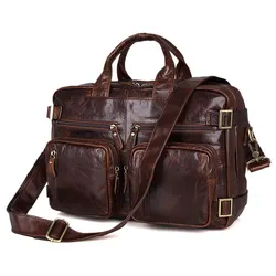 Nesitu-Bolsos de mensajero de cuero genuino para hombre, maletín ejecutivo de gran capacidad, Marrón café, bolso de viaje masculino, M7026