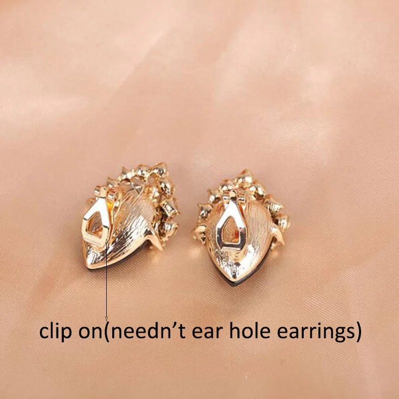 14 Colors Choose Austria Crystal Rhinestone Water Drop Shape Clip on Earrings Without Piercing Charm Bridal Ear Buckle Earrings