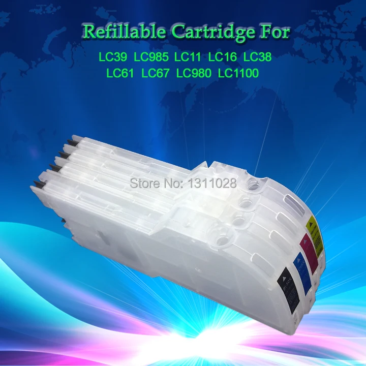 INK WAY Long Refillable cartridge for LC39 LC985 LC11 LC38 LC16 LC61 LC65 LC67 LC980 LC990 LC1100 for DCP-J315W  DCP-J515W etc.