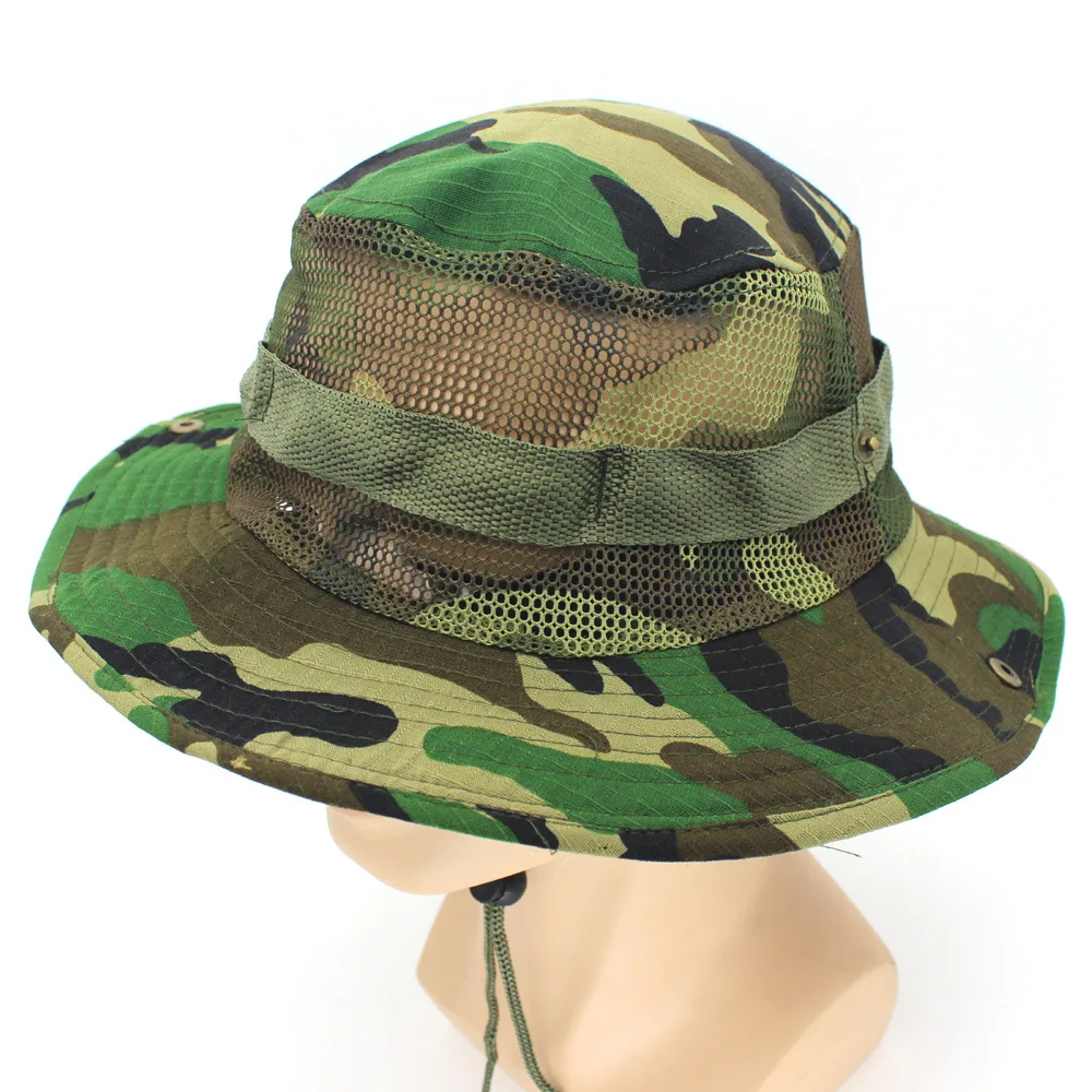 Summer Solid BOONIE HAT High Quality Comfortable Breathable Mesh Bucket Hats Hunting Hiking Fishing Climbing Hat KA053