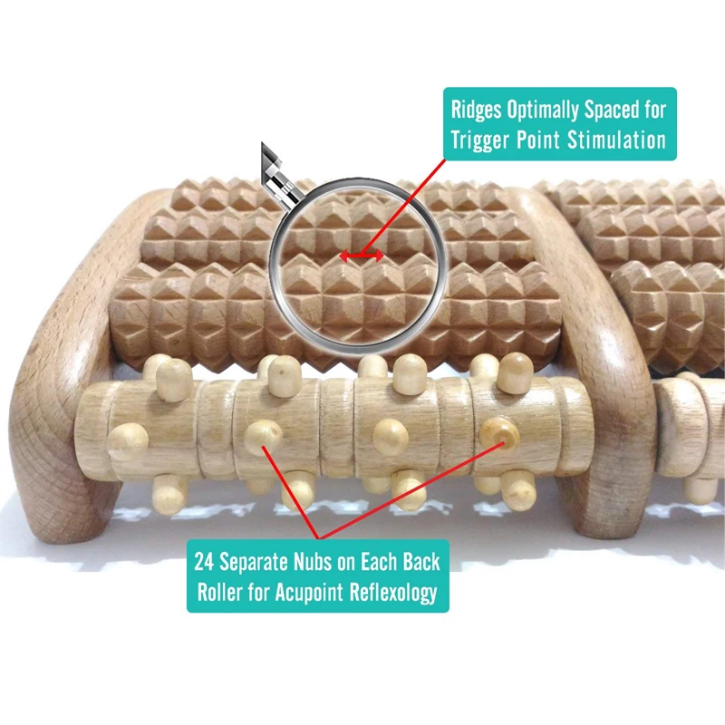 Rodillo grande de madera para masaje de pies dobles, alivia la fascitis Plantar, estrés, talón, arco, dolor, relajación, herramienta de Spa para