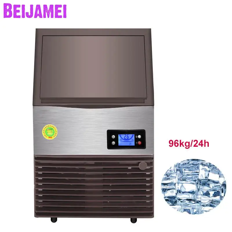 

BEIJAMEI Commercial Ice maker 96KG/24h Electric 70 pcs Cube ice making each time 15min make ice for Cafe/Bubble tea shop