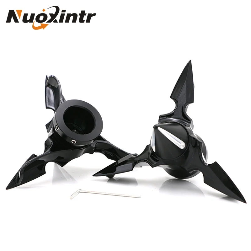 Nuoxintr New Super Cool Motorcycle Front Axle Rotating Blades For Harley Dyna Sportsters Front Axle Protective Cap Nut Cap