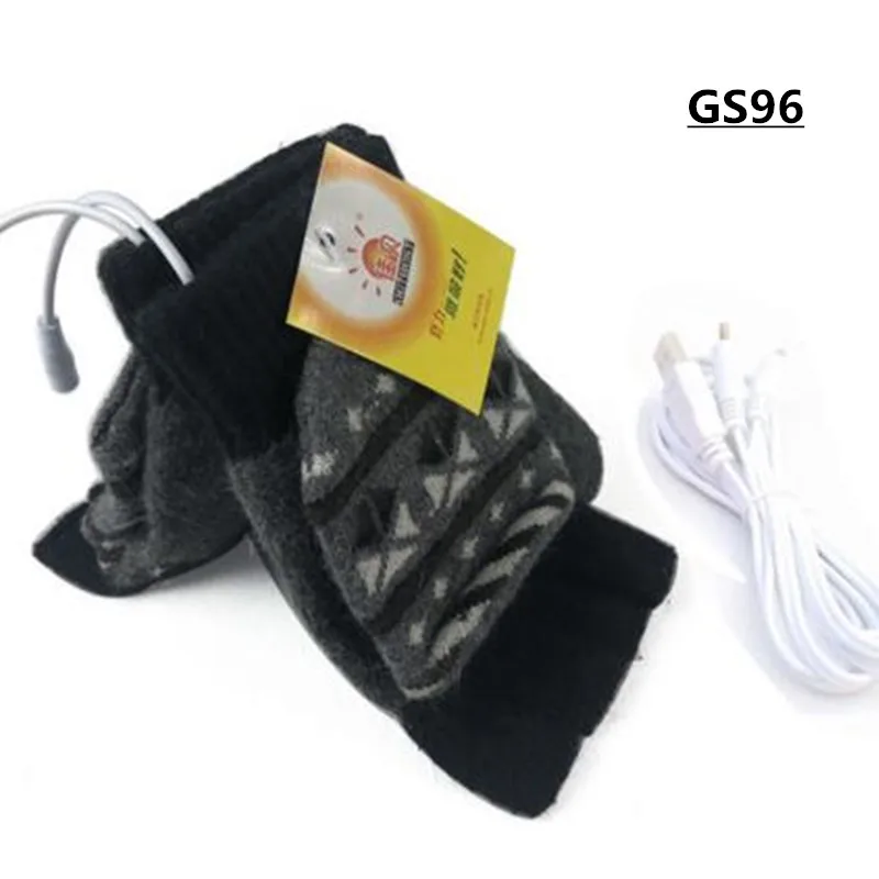 100p Winter Boy&Girl USB Dual-Sided Heating Gloves,Stretch Men&Women Double Layer Hand Back&Palm Wool Knitted Half-Finger Gloves