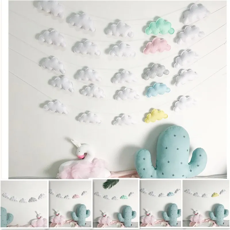 5 teil/satz Schöne Wolke Girlande Ornament Baby Zimmer Schlafzimmer Hängen Wand Dekoration Kinderzimmer Dekor Weihnachten Baby Bett Glocke Rassel