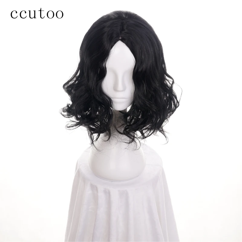 Ccutoo 35cm película Severus Snape negro pelo rizado sintético Cosplay peluca fibra resistente al calor