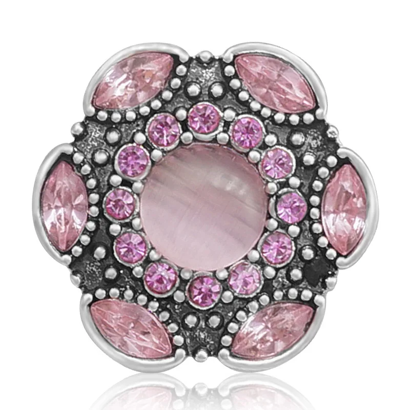 New Beauty Colorful rhinestone Flowers  20MM Metal snap buttons for DIY 18mm snap jewelry wholesale KZ3380