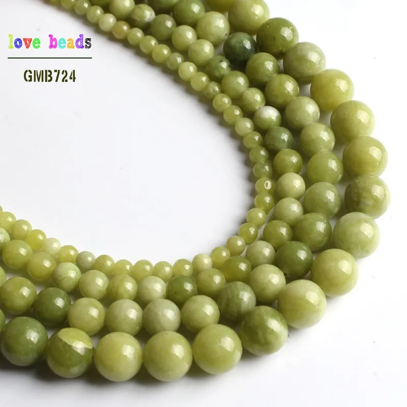 Natural Chinese Green Jades Stone Bead Round Beads for Jewelry Making 15\'\' Strand DIY Bracelet 4mm 6mm 8mm 10mm