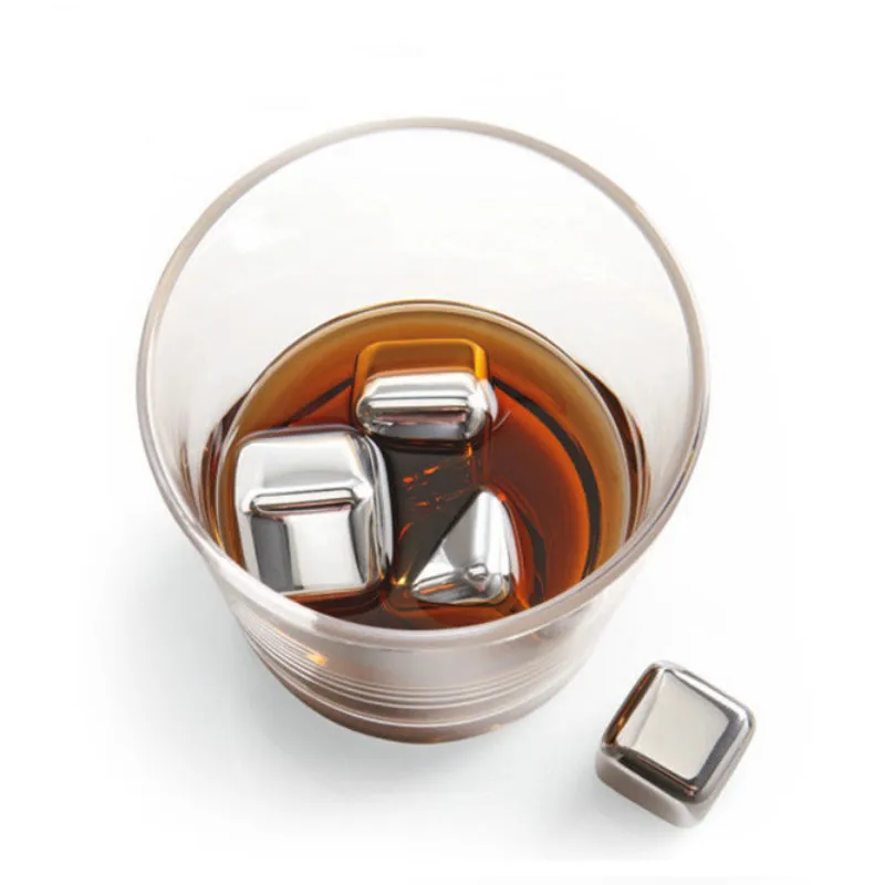 

4PCS Newest Whiskey Stainless steel Stones Whisky ice cooler Ice Cubes for wine Whiskey beer Bar household Wedding Gift