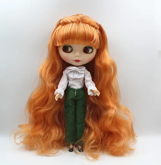 Blygirl Blyth doll Nude doll orange white bangs dolls can close your eyes frosted mask 1/6 multi-joint body dolls