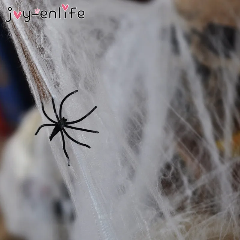 JOY-ENLIFE Halloween Scary Party Scene Props White Stretchy Cobweb Spider Web Horror Halloween Decoration For Bar Haunted House