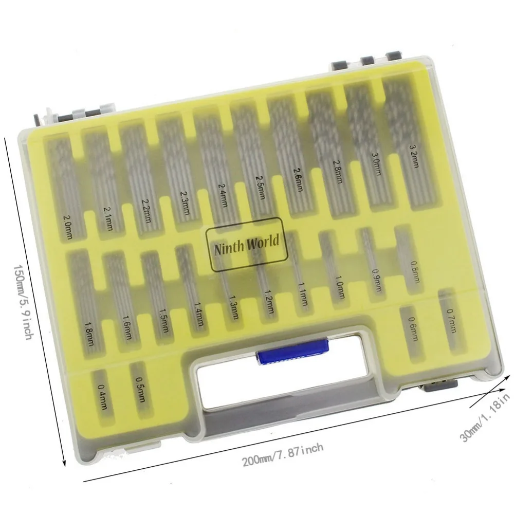Ninth world 150 peças mini 0.4-3.2mm conjunto de brocas de precisão com estojo de transporte caixa de plástico hss ferramentas manuais broca helicoidal artesanato buraco fazer