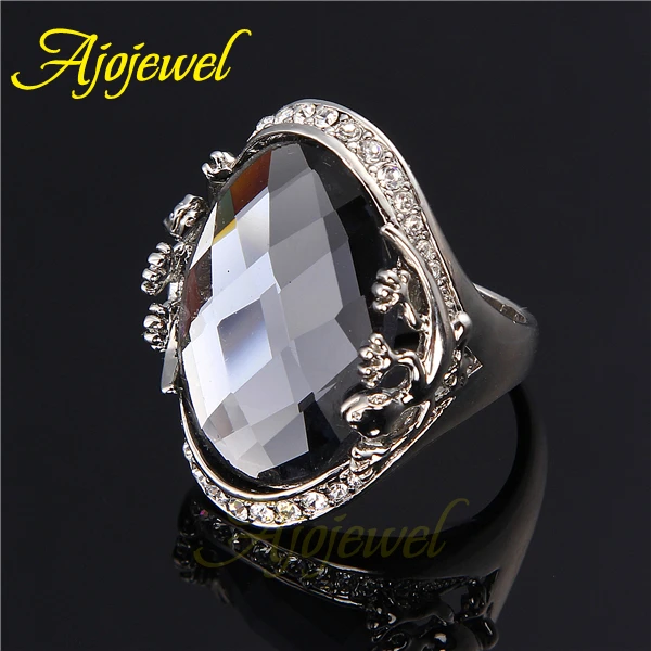 Ajojewel Big Crystal Gecko Rings For Men Women Silver-color Cool Animal Designer Jewelry Finger Bijoux