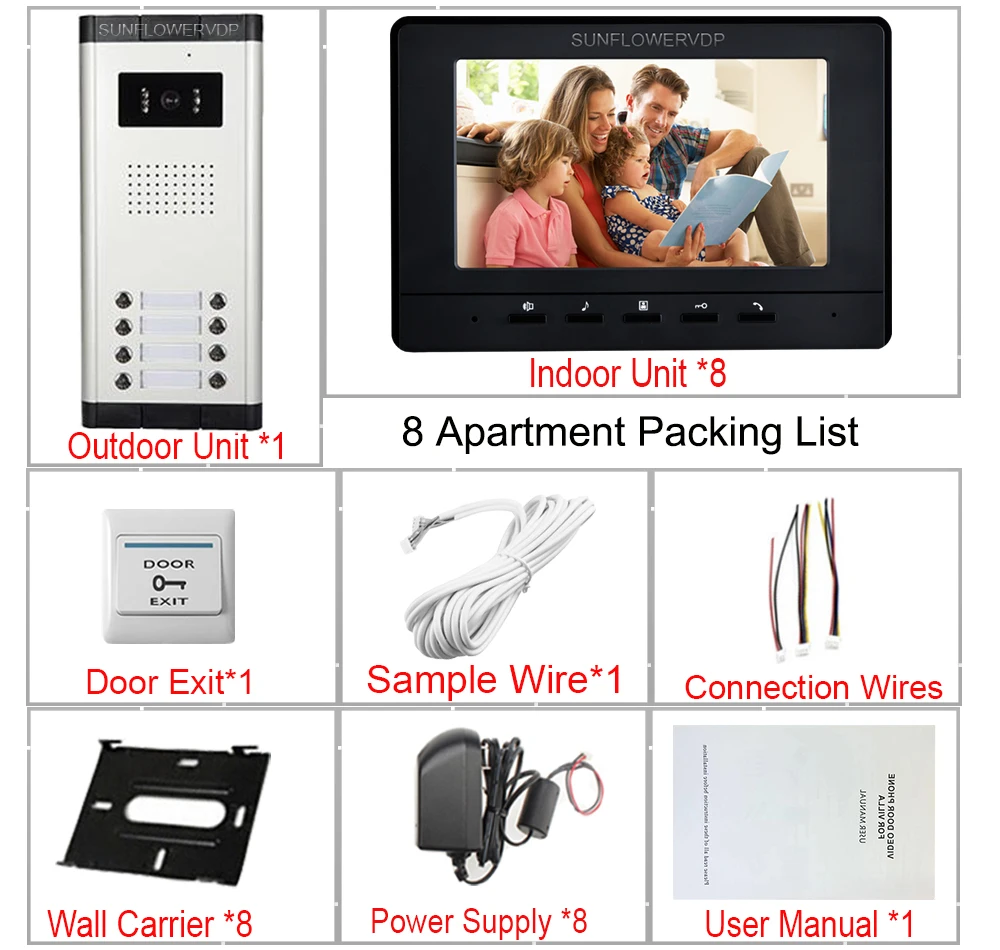 Video Intercom For The Apartments Intercom 7 inches Wired Home Video Intercom Security Video Door Bell Doorphone Video Intercom