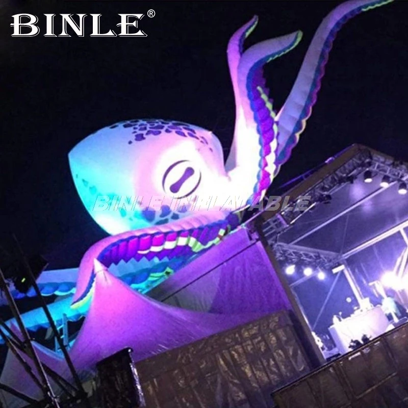 Festival building large lighting inflatable octopus giant cartoon inflatable squid balloon for halloween party decoration