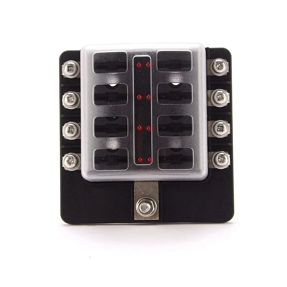 8 Way Circuit LED Fuse Block Blade Fuse Box with Medium fuse / screw terminal block single plastic bag for Car Boat Marine Trike