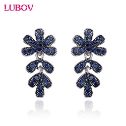 Sparkling Rhinestone Flower Petals Stud Earrings Women Piercing Earrings Trendy Christmas Party Jewelry Gift