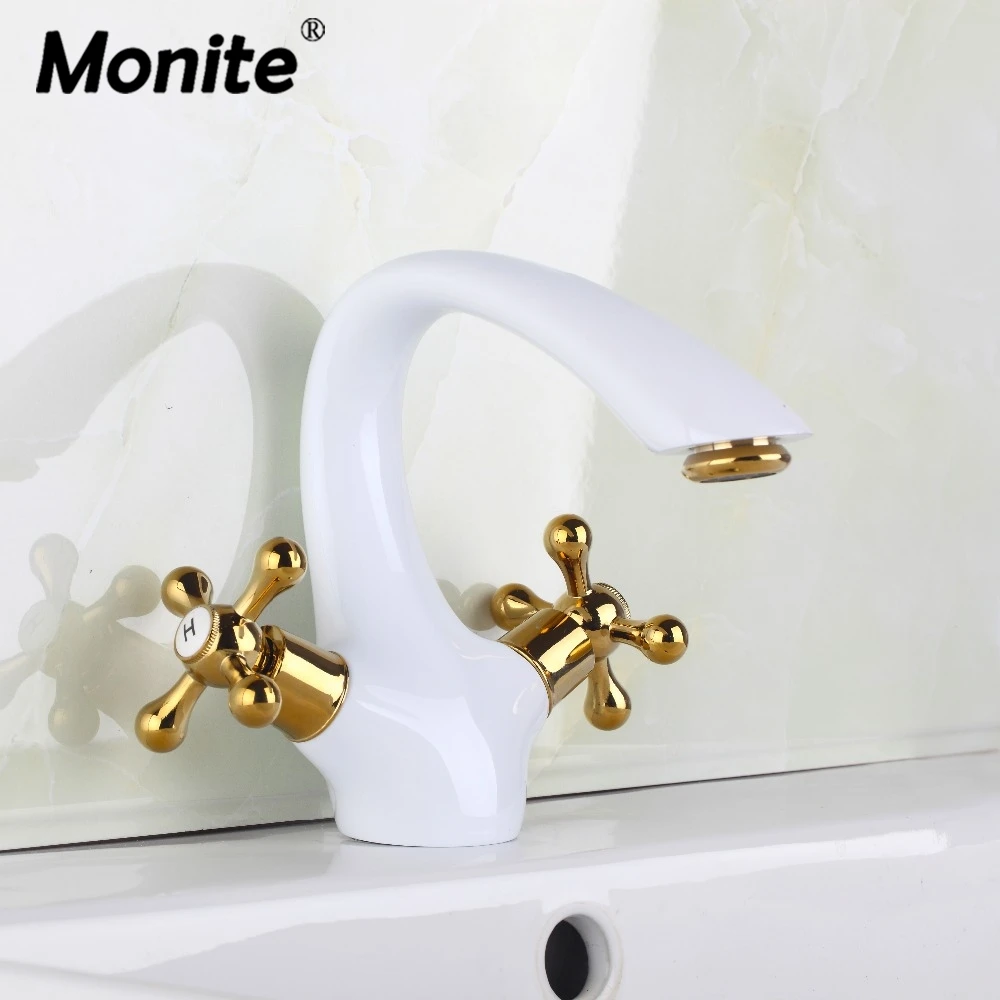 

Modern Luxury Bathroom Basin Faucet Lavabo torneira Painting Tap Mixer Body Faucet 97189 Golden Polished Handles