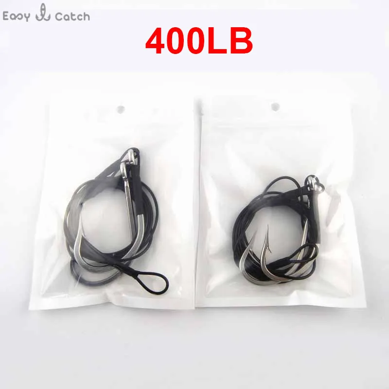 Stainless Steel Shark Fishing hooks Rigs 400LB Wire Leaders Shark Hook Rig for fishing lures Size 10/0 12/0