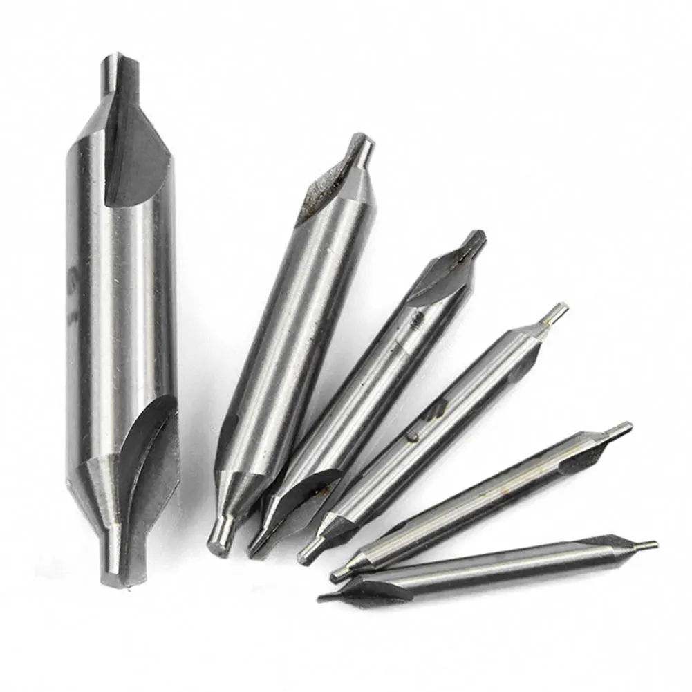 6pcs HSS Center Drill Bit Combined Countersink Conical 60 Degree Angle Lathe Mill Tackle Electrical Tool Set 5/3/2.5/2/1.5/1